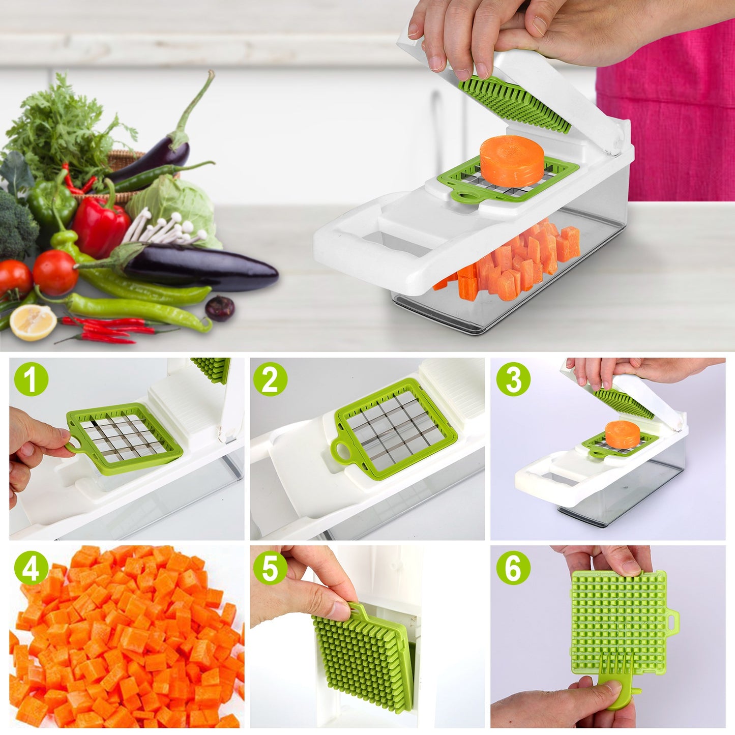 Kitchenova 12-in-1 Vegetable Chopper Set – Multifunction Food Prep Tool