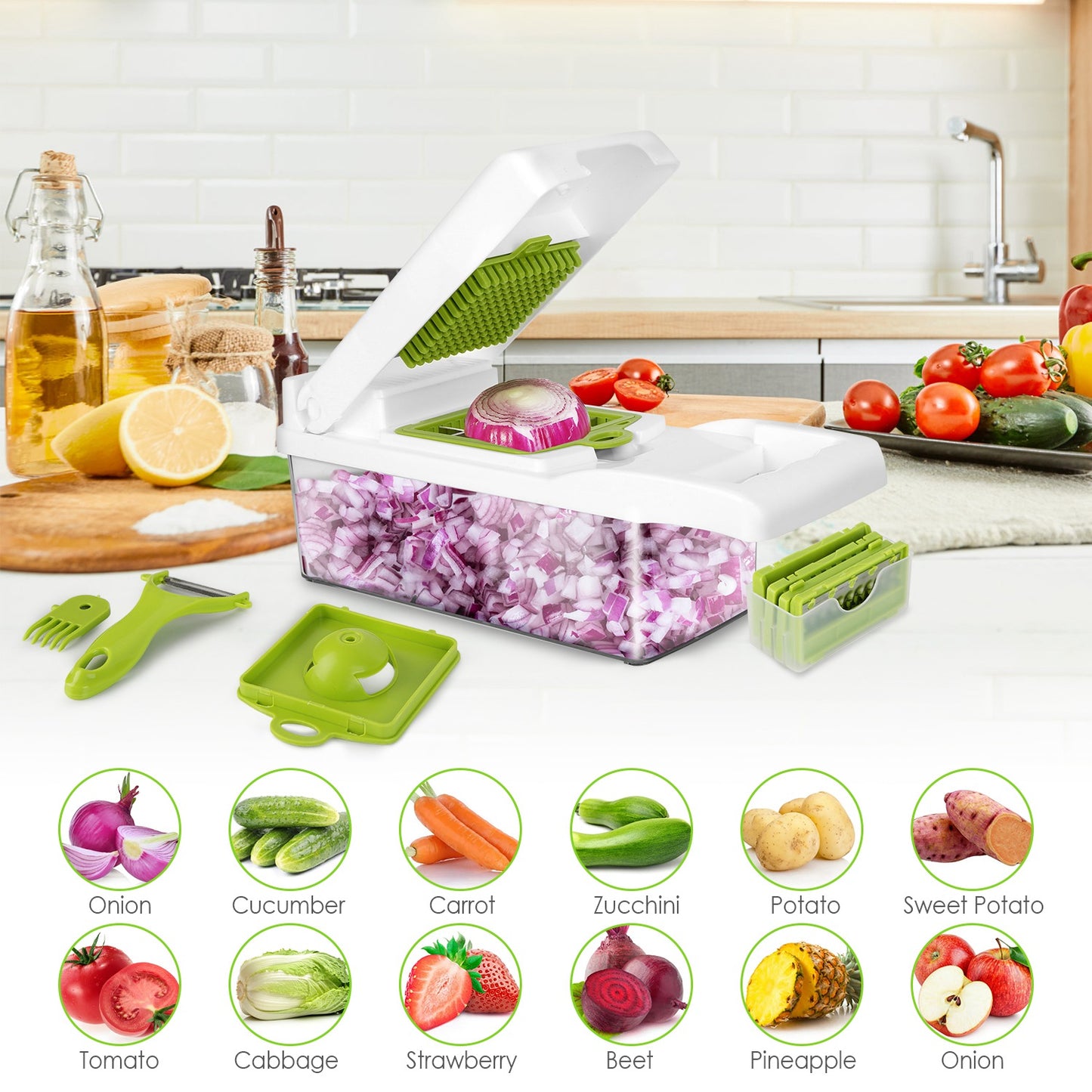 Kitchenova 12-in-1 Vegetable Chopper Set – Multifunction Food Prep Tool