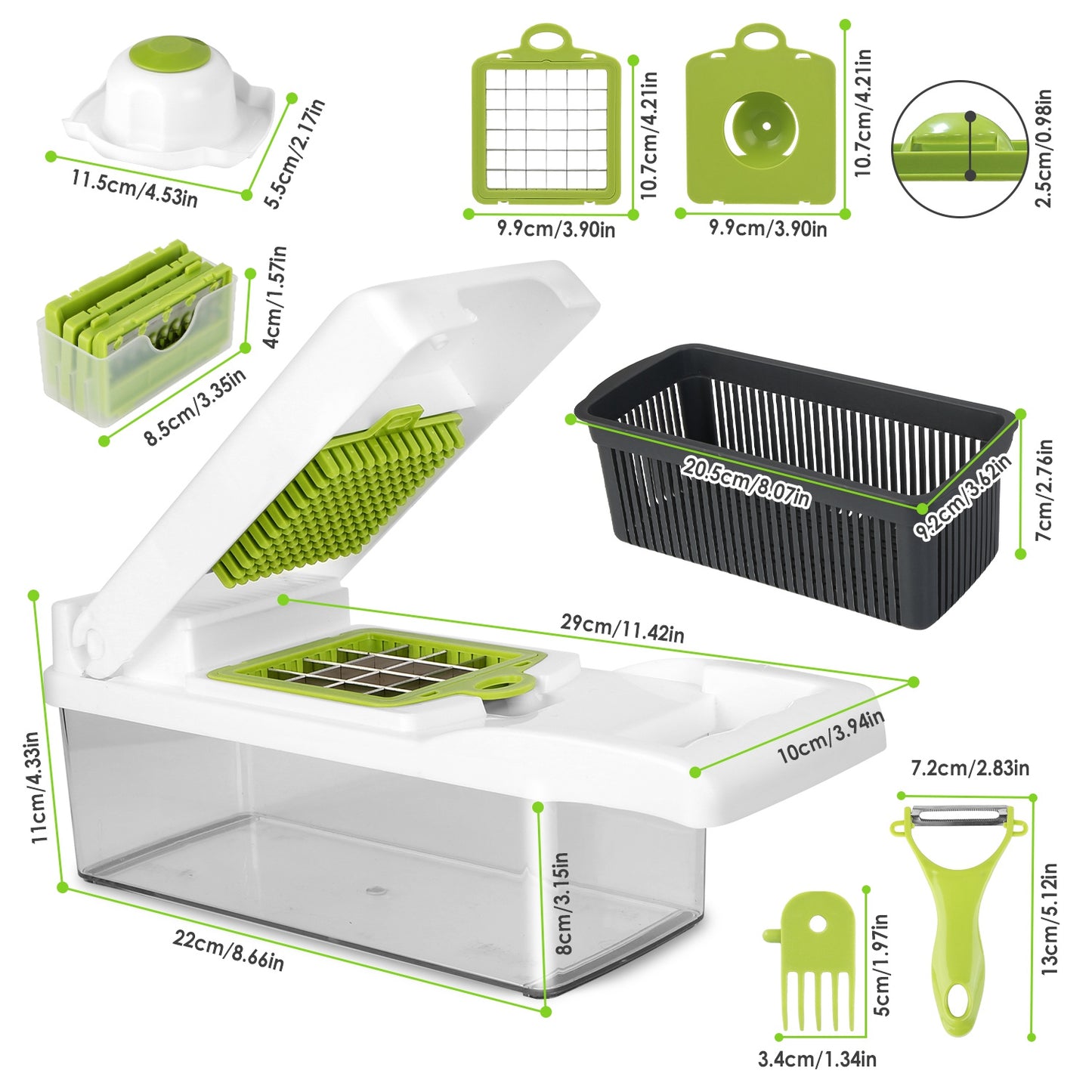 Kitchenova 12-in-1 Vegetable Chopper Set – Multifunction Food Prep Tool